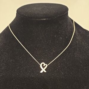 Tiffany And Co. Paloma Picasso Silver Heart Pendant Necklace 17"